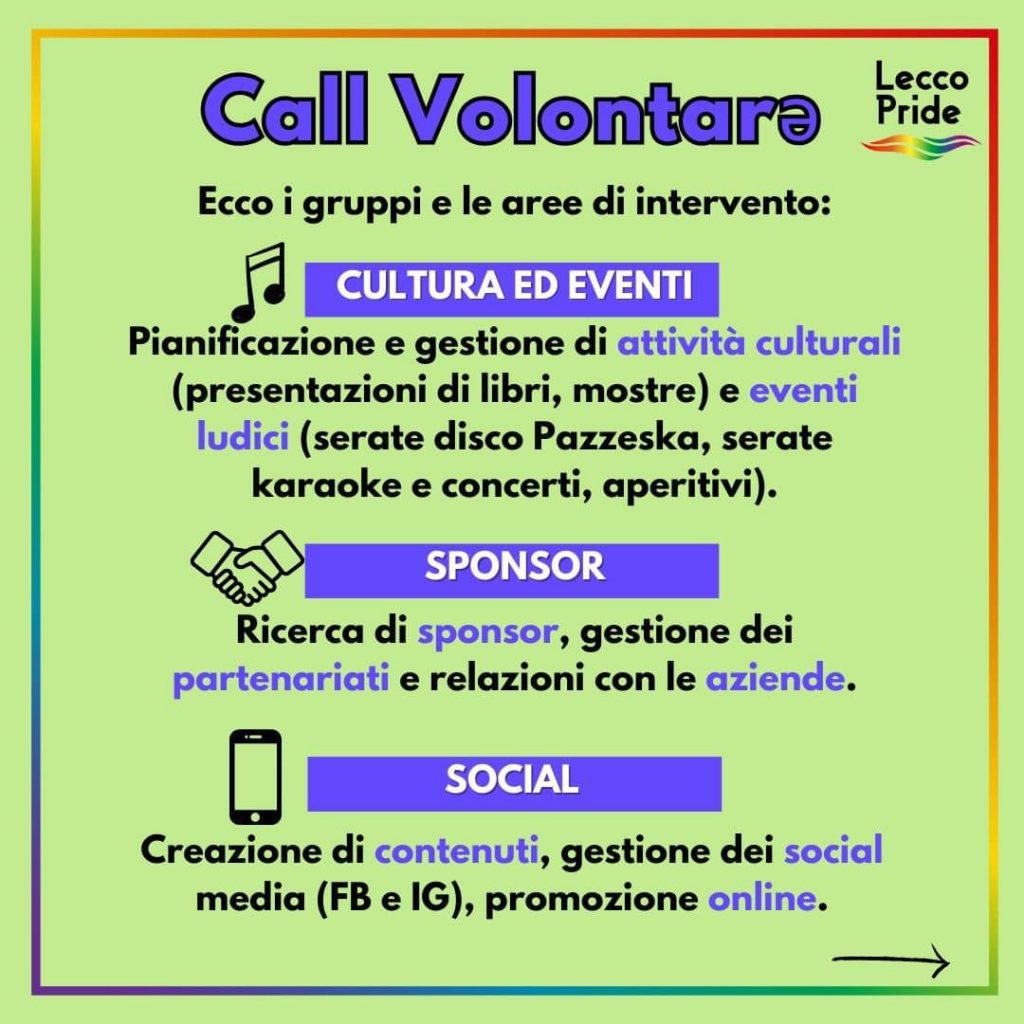 IL LECCO PRIDE CERCA VOLONTAR*