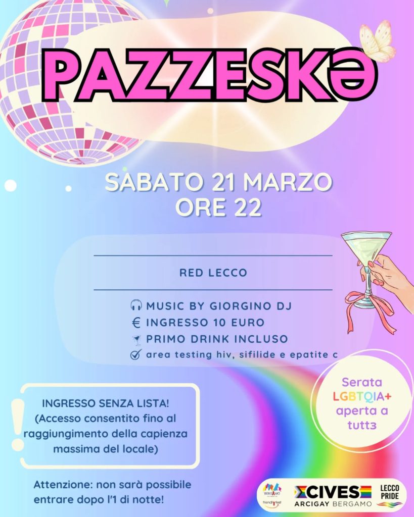 PROSSIME SERATA DISCO LGBT A LECCO